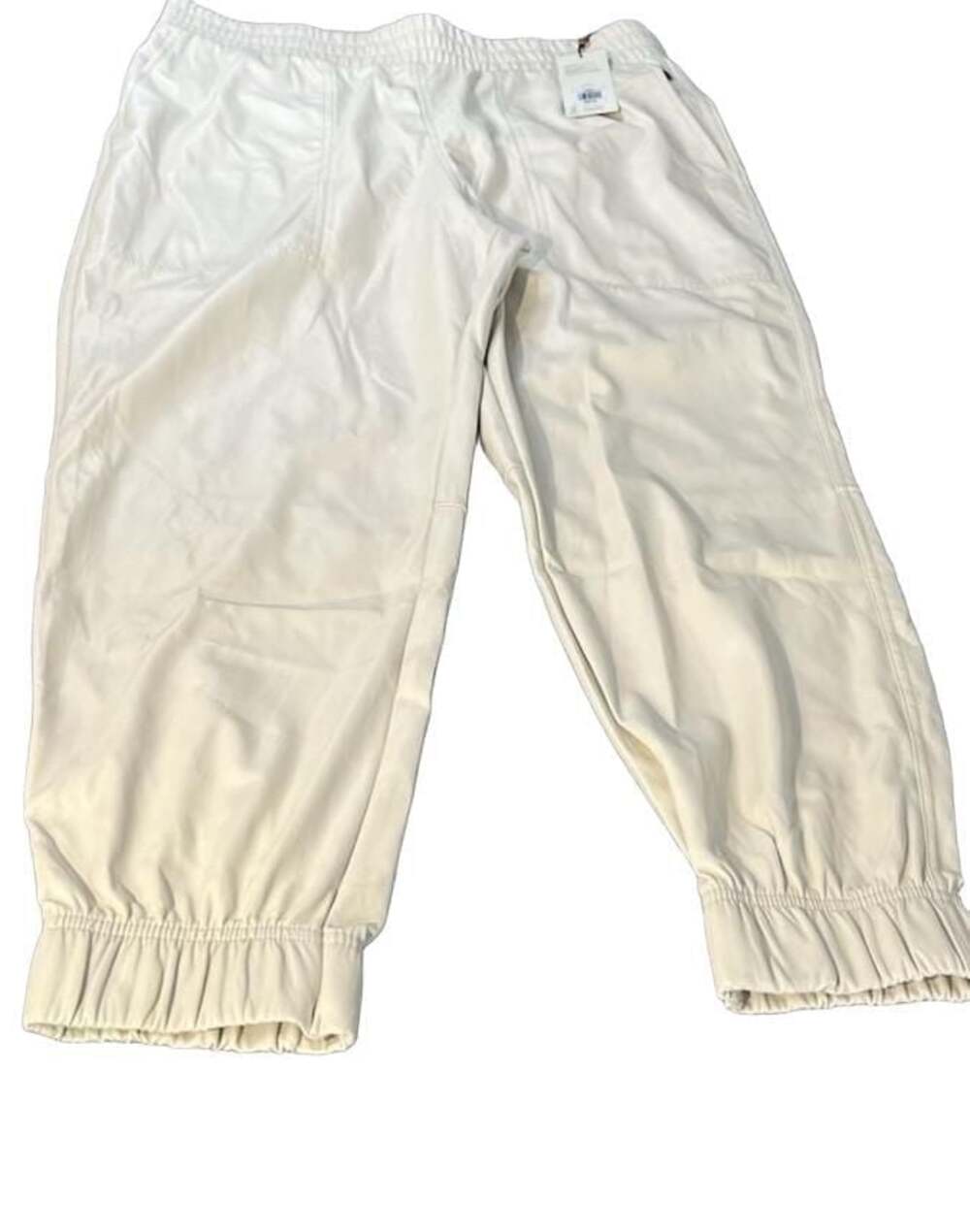 CALIA Women's Ath-Leather Jogger Pants Chantilly Ivory Size Large NWT